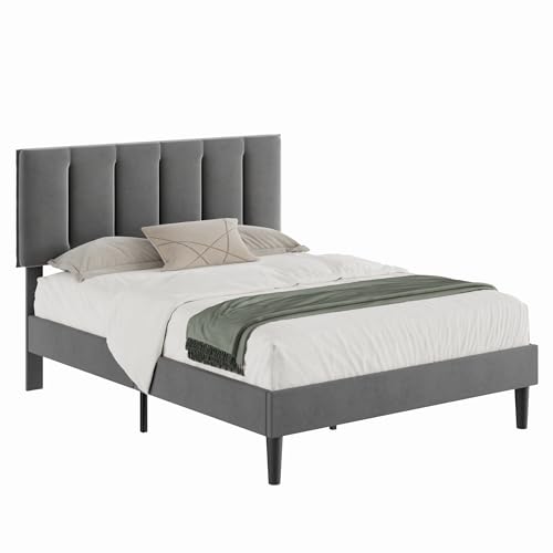 Full Size Bed Frame with Upholstered Headboard