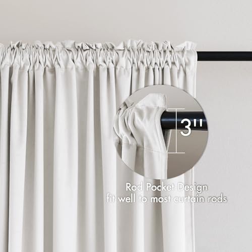 White Blackout Velvet Curtains Drapes 96 Inch Long 52"x96" Bedroom (2 Count)