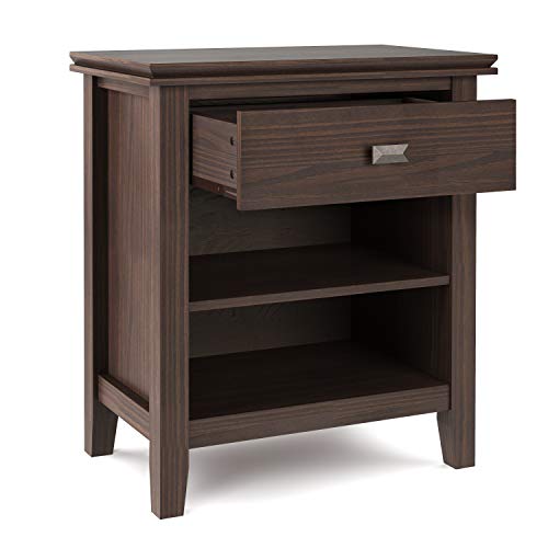 Artisan 24" Solid Wood Bedside Table in Warm Walnut Brown