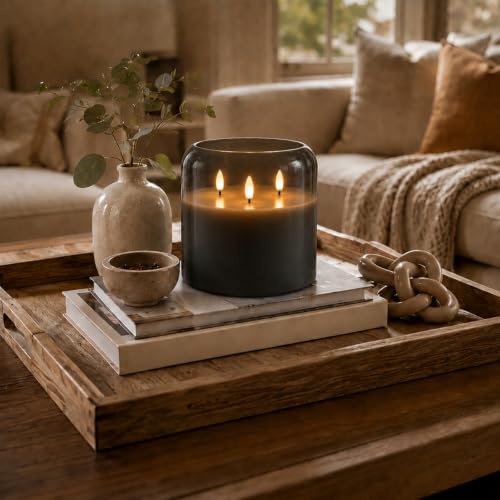 Grey Large Glass Flameless LED Candle (6 Count)