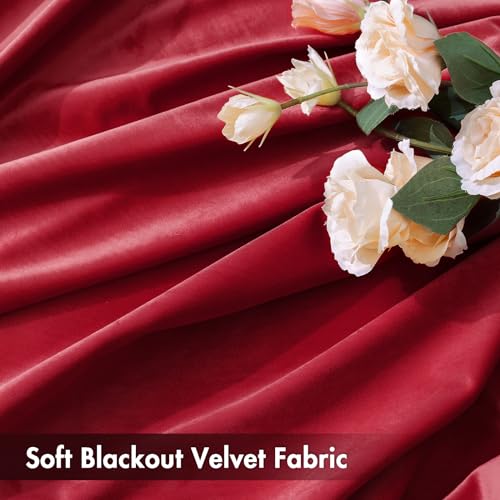 Red Blackout Velvet Curtains Drapes 90 Inch Long 52"x90" Bedroom (2 Count)