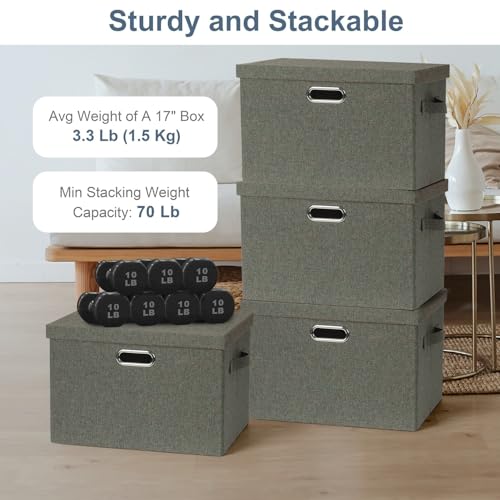 Storage Bins with Lids Fabric Closet Organizers Cubes Office Organization (3 Count)