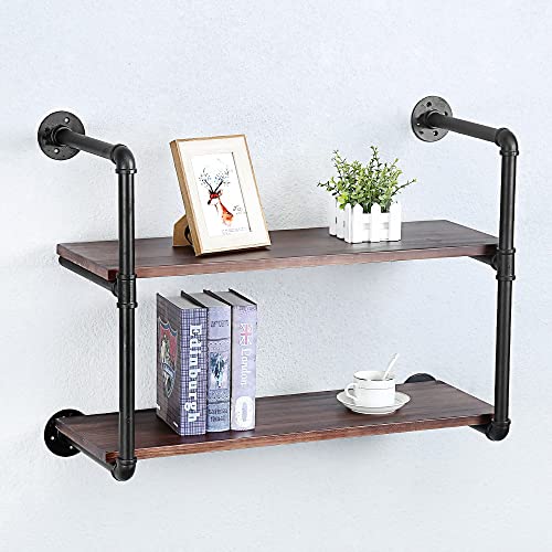 Industrial Pipe Shelves With Wood Planks