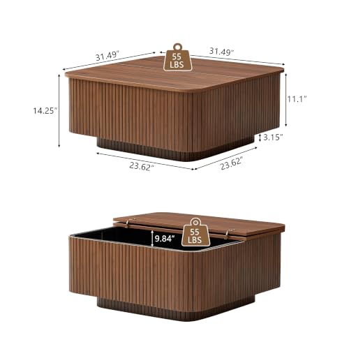 31.5" Square Coffee Table with Storage
