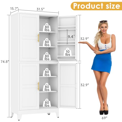 75" Tall Metal Kitchen Pantry Storage Cabinet