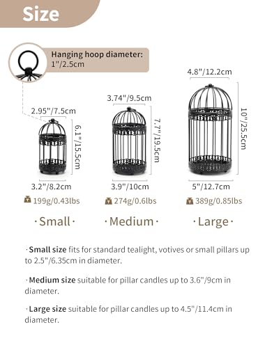 Decorative Bird Cages for Centerpiece (3 Count)