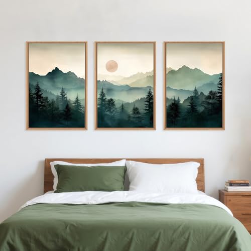 Large Boho Mountain Framed Wall Art Set