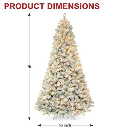 7 ft Prelit Snow Flocked Christmas Tree with 300 Warm White LEDs