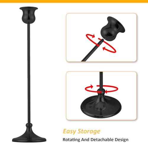 Taper Candle Holder Tall Vintage Metal Candlestick Holders Candle Stick Candelabra for Halloween Thanksgiving Christmas Holiday Wedding (6 Count)