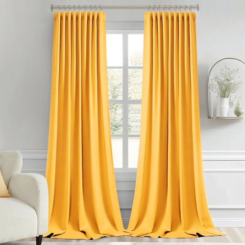 Yellow Back Tab Blackout Curtains 52x96 Inch Long 2 Panels Set (2 Count)