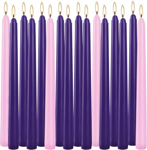 16 Pack Advent Taper Candles Premium Hand Dipped 10in Unscented Christmas Taper Candles (16 Count)
