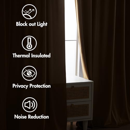 Gold Velvet Pinch Pleat Blackout Curtains W52 X L90 Inches (2 Count)