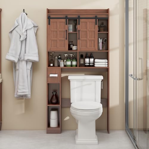 Over The Toilet Storage Cabinet with Sliding Doors
