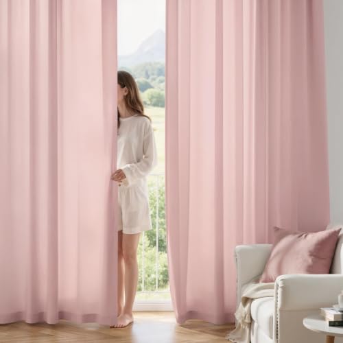 Light Pink Privacy Sheer Curtains 2 Panels 42W x 63L (2 Count)
