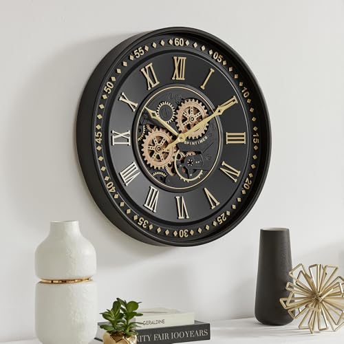24 Inch Large Moving Gear Wall Clock for Living Room Decor