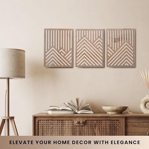 Modern Wooden Wall Sculptures (3 Count)