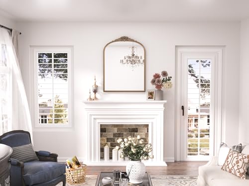 24x30 Gold Vintage Arched Mirror for Wall