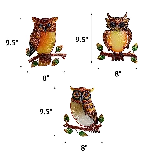 Owl Decorative Metal Wall Art Owl Outdoor Decorative Metal Bird Wall Art Exquisite Valentine Decoration Gifts For Garden Patio Porch Bedroom Kitchen Lover Gift 9 Inch Set Of 3 (3 Count)