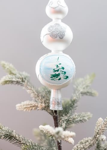 Christmas Blown Glass Tree Topper Mouth Blown Christmas Finials Tree Topper Elegant Hand Decorated Made in Poland