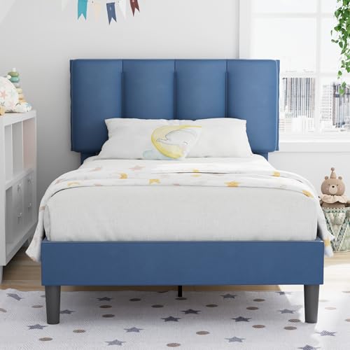 Twin Size Bed Frame with Upholstered Headboard