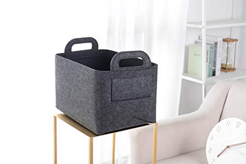 Storage Basket Felt Storage Bin Collapsible& Convenient Box Organizer with Carry Handles for Office Bedroom Closet Babies Nursery Toys Laundry