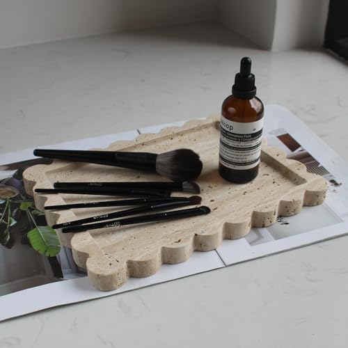 Natural Luxury Scalloped Marble Tray 10.8"x8"