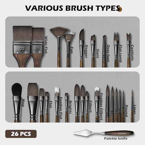 26pcs Professional Paint Brush Set (26 Count)
