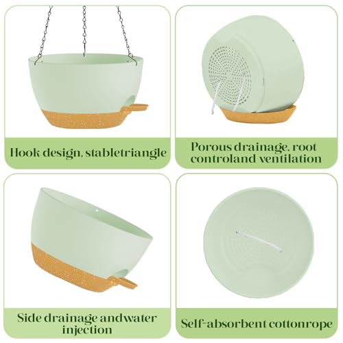 2 Pack 10 Inch Self Watering Hanging Planters for Indoor Plants
