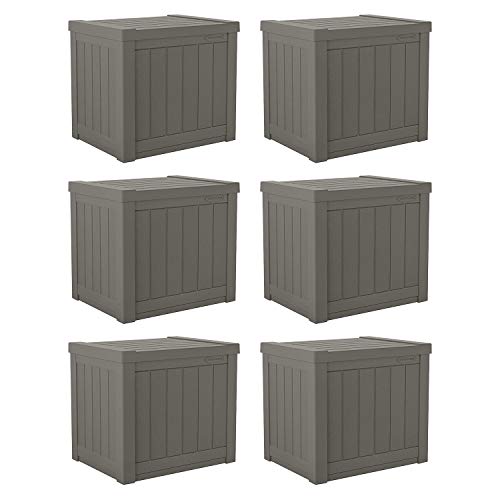 SS500ST 22 Gallon Small Resin Outdoor Patio Storage Deck Box (6 Count)