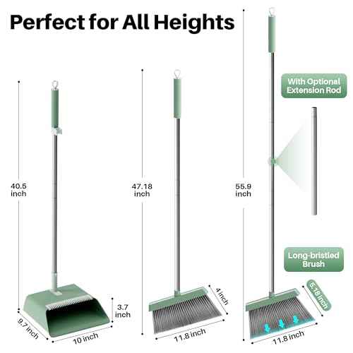 Dark Teal Green Broom and Dustpan Set