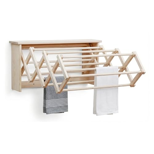 Extra Large Wall Clothes Drying Rack ~ Heavy Duty Solid Maple Hardwood