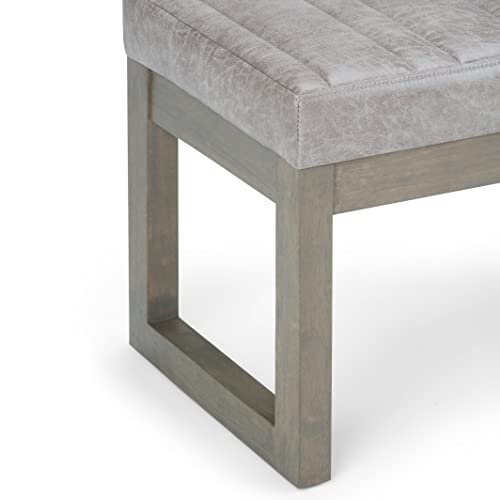 Cosmopolitan 44" Wide Vegan Leather Ottoman in Denim Blue