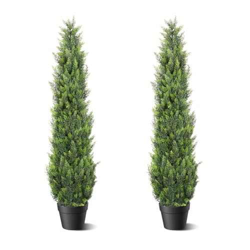 5FT Artificial Cedar Topiary Trees 2 Set (2 Count)