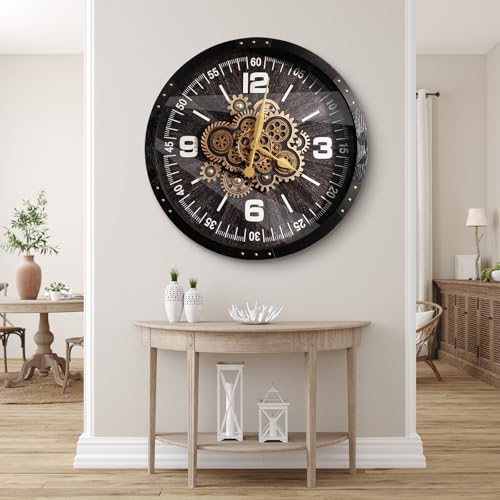 27 inch Large Real Moving Gears Wall Clocks for Living Room Decor