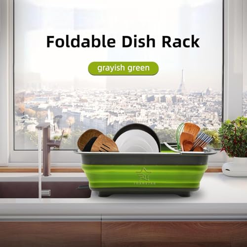 Collapsible Dish Drying Rack for RV Campers Portable Dinnerware Drainer Organizer for Kitchen Travel Trailer