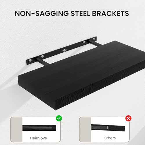 Floating Shelves 31.5" W x 10.3" D Black Set of 2 (2 Count)