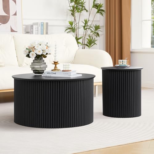 Fluted Round Nesting Coffee Table Set of 2 (2 Count)