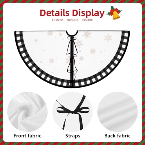 Christmas Tree Skirt 48inch Black and White Plaid Rustic Decor