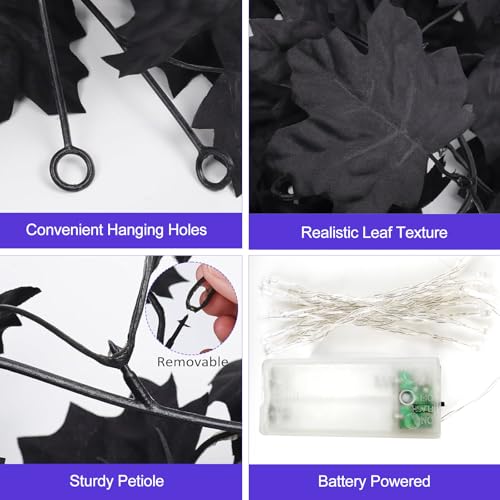 2 Pack 5.7FT Halloween Garlands with Purple Lights (11.4 Foot)