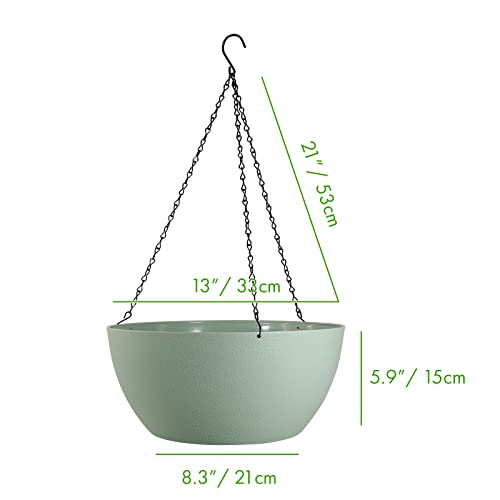 13 inch Large Hanging Planters Plant Pots for Outdoor Indoor Plants with Drainage Holes and Chain (2 Count)