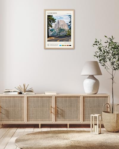 Natural OAK Wood Yosemite National Park Framed Wall Art