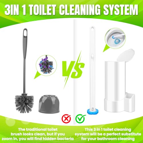 Disposable Toilet Brush with 48pcs Toilet Wand Refills