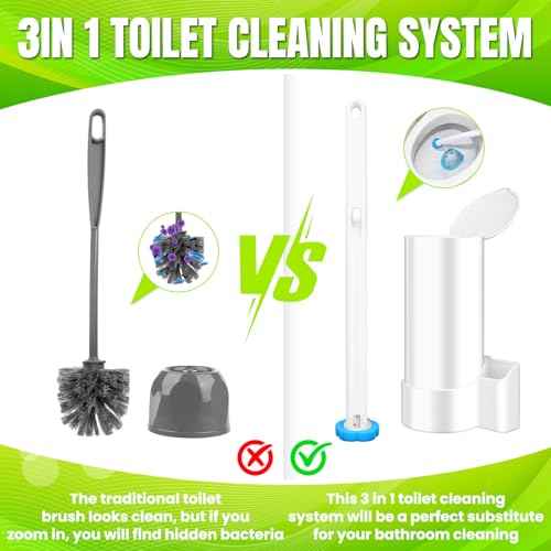 Disposable Toilet Brush with 54pcs Toilet Wand Refills (2 Count)