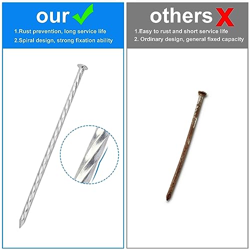 60 PCS 8 Inch Spiral Metal Galvanized Landscape Spikes (60 Count)