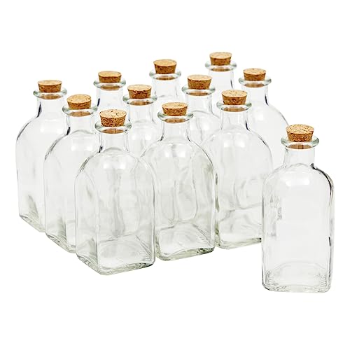12 Pack Mini Glass Bottles with Cork Lids (12 Count)