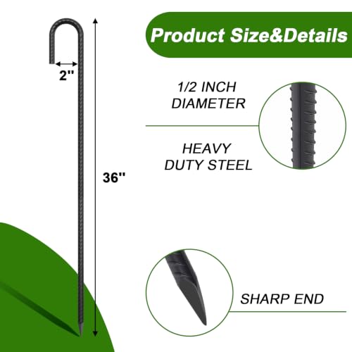 Rebar Stakes 36 Inch J Hook 1 (20 Count)