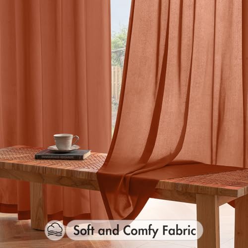 Terracotta Fall Privacy Sheer Curtains 2 Panels 42W x 63L (2 Count)