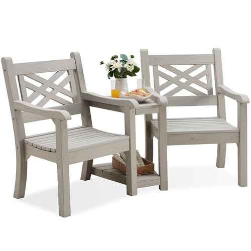 2 Person Poly Lumber Conversation Bench with Middle Side Table