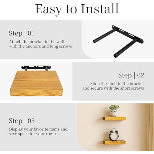 Small Wood Floating Shelves for Wall 8 inch Set of 2 (2 Count)