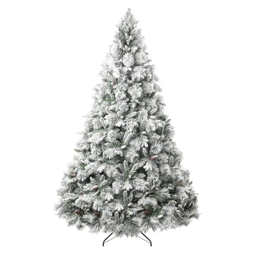 Glasgow 7.5ft Frosted Prelit Artificial Christmas Tree with Pine Cones